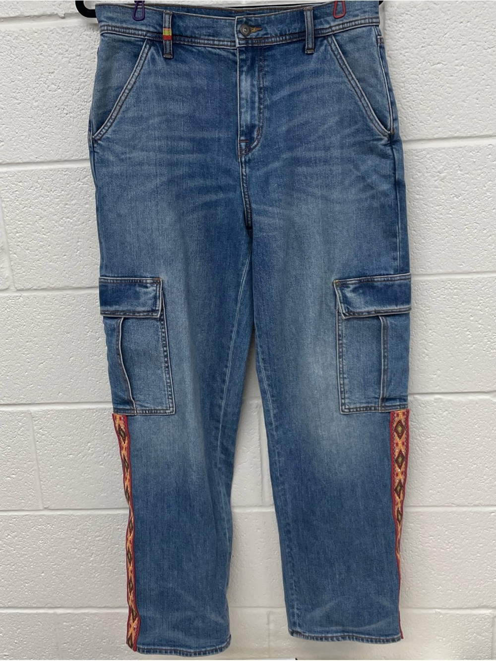 Johnny Was Blue Denim Cargo Jeans